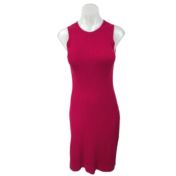 Banana Republic Red Rib Knit Sleeveless Midi Bodycon Sweater Tank Dress Size XS - Picture 1 of 4